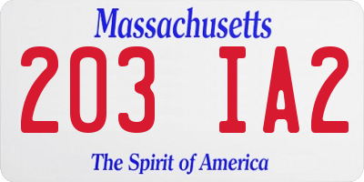 MA license plate 203IA2