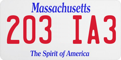 MA license plate 203IA3