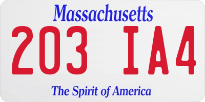 MA license plate 203IA4