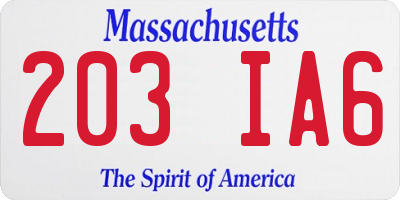 MA license plate 203IA6