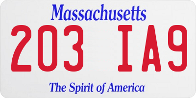 MA license plate 203IA9