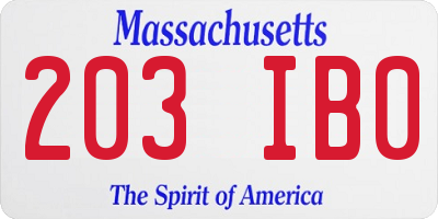 MA license plate 203IB0