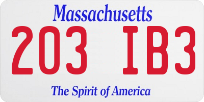 MA license plate 203IB3