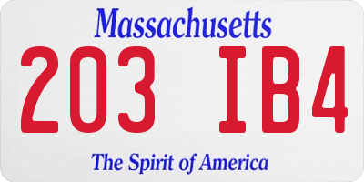 MA license plate 203IB4