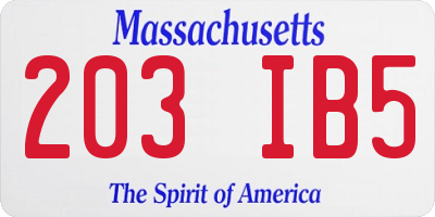 MA license plate 203IB5
