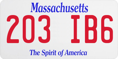 MA license plate 203IB6