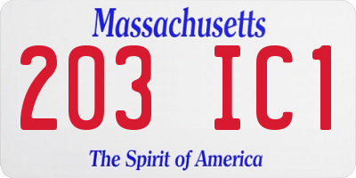 MA license plate 203IC1