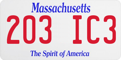 MA license plate 203IC3