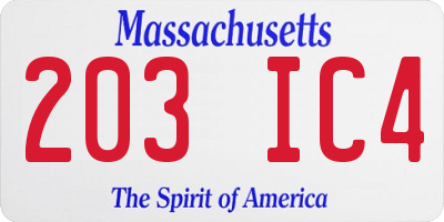 MA license plate 203IC4