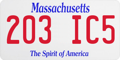 MA license plate 203IC5