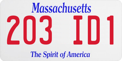 MA license plate 203ID1