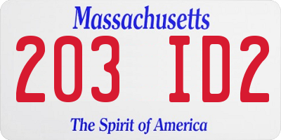 MA license plate 203ID2
