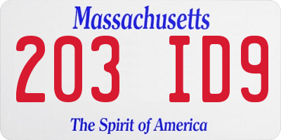MA license plate 203ID9