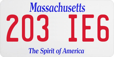 MA license plate 203IE6