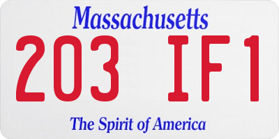 MA license plate 203IF1