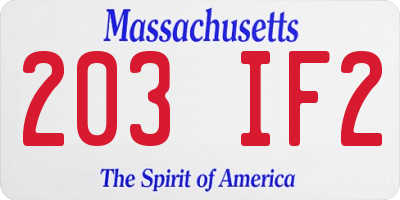 MA license plate 203IF2