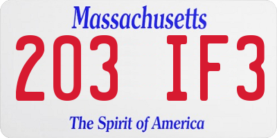 MA license plate 203IF3