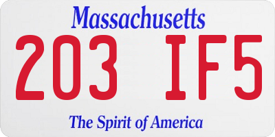 MA license plate 203IF5