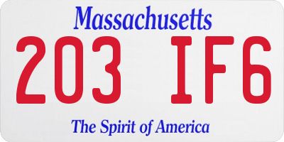 MA license plate 203IF6