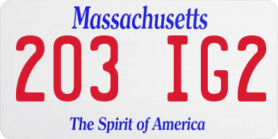 MA license plate 203IG2