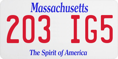 MA license plate 203IG5