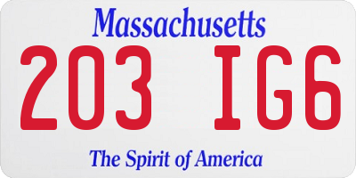 MA license plate 203IG6