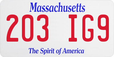 MA license plate 203IG9