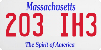 MA license plate 203IH3