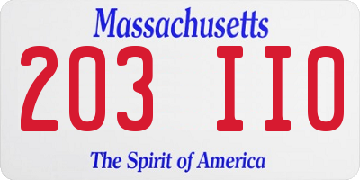 MA license plate 203II0