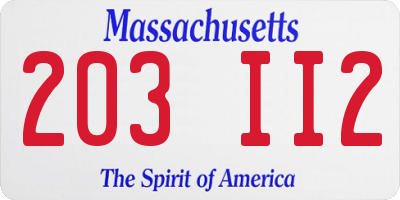 MA license plate 203II2