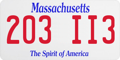 MA license plate 203II3