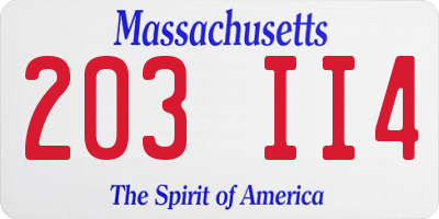 MA license plate 203II4