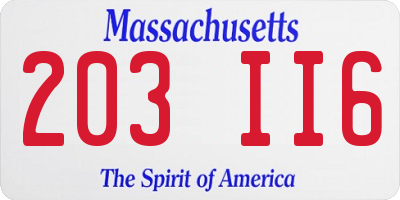 MA license plate 203II6