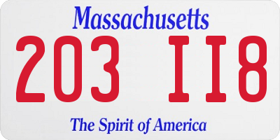 MA license plate 203II8