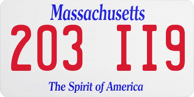MA license plate 203II9