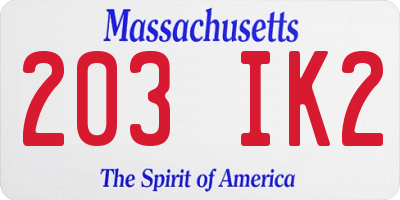 MA license plate 203IK2