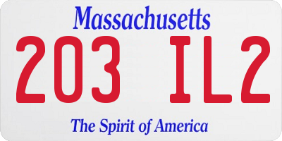 MA license plate 203IL2