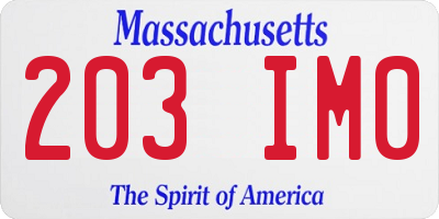 MA license plate 203IM0