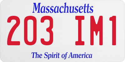 MA license plate 203IM1