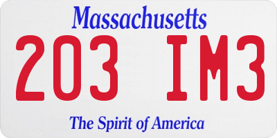 MA license plate 203IM3
