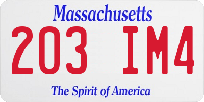 MA license plate 203IM4