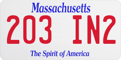 MA license plate 203IN2