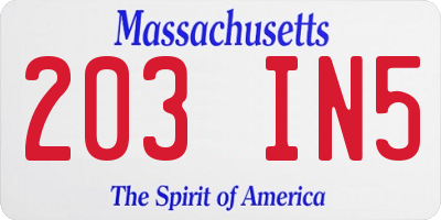 MA license plate 203IN5