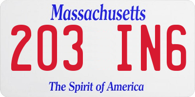 MA license plate 203IN6