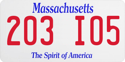 MA license plate 203IO5