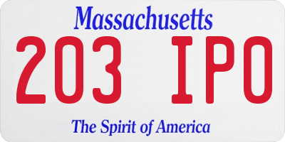 MA license plate 203IP0