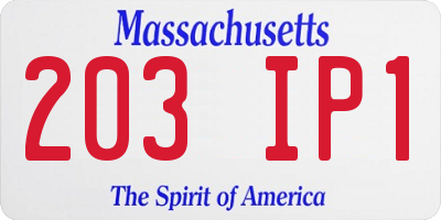 MA license plate 203IP1