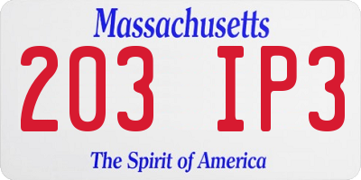 MA license plate 203IP3