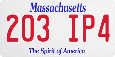MA license plate 203IP4