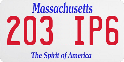 MA license plate 203IP6